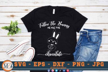 M080 Follow the bunny 3 2 Mcp Black Follow the Bunny he has the Chocolate SVG Easter Bunny SVG Chocolate SVG Easter Eggs SVG