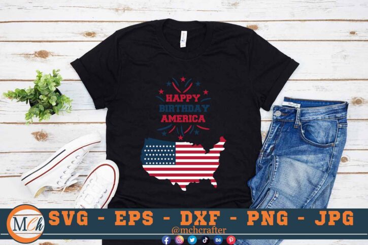 M090 HB color 3 2 Mcp Black Happy Birthday America SVG Happy Fourth Of July SVG 4th Of July SVG Independence Day SVG