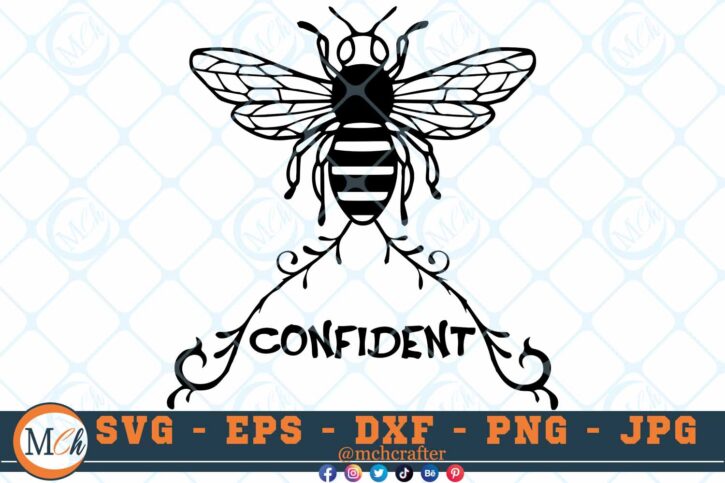 M127 BEE CONFIDENT 3 2 Thum Bee SVG Bee Confident SVG Bee Designs SVG Bees SVG Insects SVG Cut File For Cricut