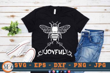 M129 BEE JOYFUL 3 2 Mcp Black Bee SVG Bee Joyful SVG Bee Designs SVG Bees SVG Insects SVG Cut File For Cricut