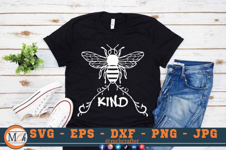 M131 BEE KIND 3 2 Mcp Black Bee SVG Bee Kind SVG Bee Designs SVG Bees SVG Insects SVG Cut File For Cricut