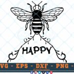 M134 BEE HAPPY 3 2 Thum Bee SVG Bee Happy SVG Bee Designs SVG Bees SVG Insects SVG Cut File For Cricut
