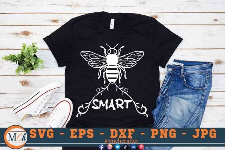 M135 BEE SMART 3 2 Mcp Black Bee SVG Bee Smart SVG Bee Designs SVG Bees SVG Insects SVG Cut File For Cricut