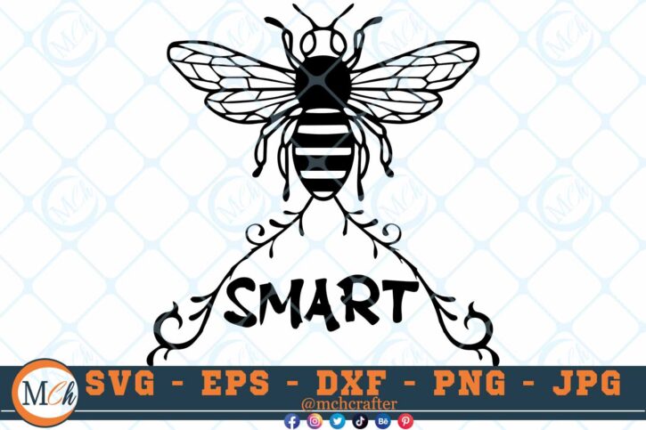 M135 BEE SMART 3 2 Thum Bee SVG Bee Smart SVG Bee Designs SVG Bees SVG Insects SVG Cut File For Cricut