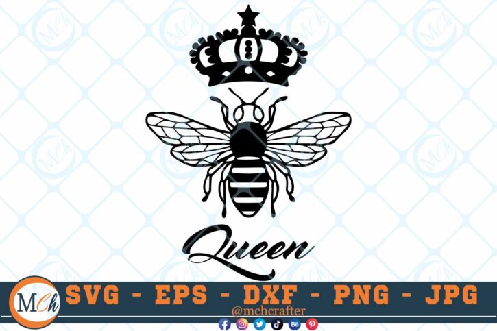 M143 QUEEN 3 2 Thum Bee SVG Bee Queen SVG Bee Designs SVG Bee SVG Insects SVG Cut File For Cricut