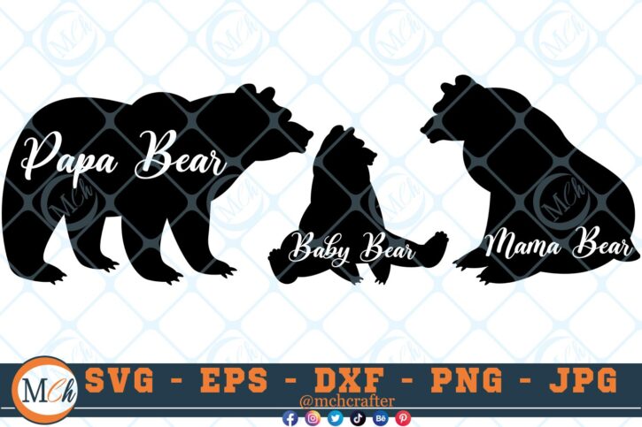 Bear Fam 1 Mama Bear SVG Papa Bear SVG Baby Bear SVG Family Bear SVG Family goals SVG