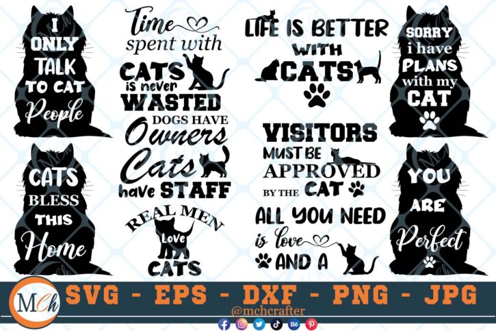 Cats Bundle Cat Bundle SVG Cats Bundle SVG Paw Print SVG Cats SVG Cats Signs SVG Bundle
