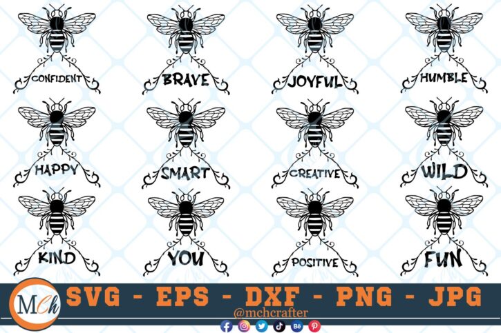 M139 Bundle of Bee SVG Bee Quotes Bundle SVG Happy Bee SVG Bee Happy SVG Cutting Files for Cricut