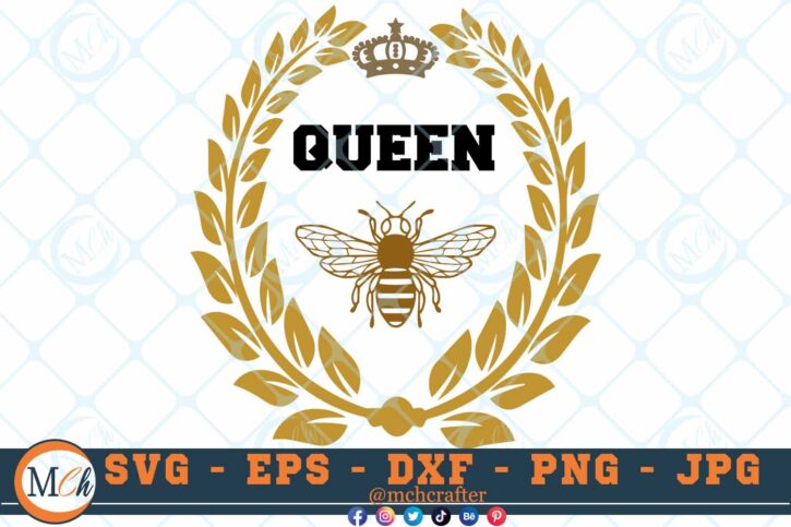 M155 QUEEN 3 2 Thum Bee SVG Queen Bee SVG Be Queen SVG Bee Queen SVG Bees SVG Majestic Bee SVG Cut File For Cricut