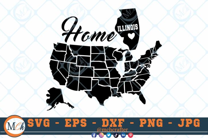 M189 ILLINOIS 3 2 Thum Illinois State SVG Home State SVG Us States SVG Illinois Home State SVG Cut File For Cricut