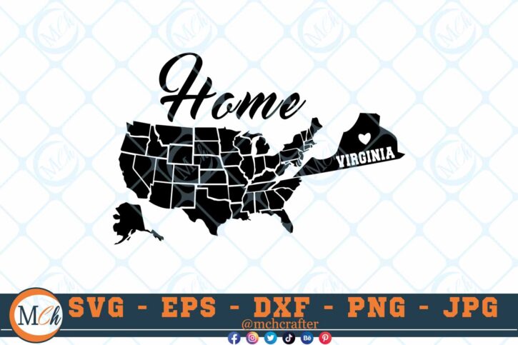 M191 VIRGINIA 3 2 Thum Virginia State SVG Home State SVG Us States SVG Virginia Home State SVG Cut File For Cricut