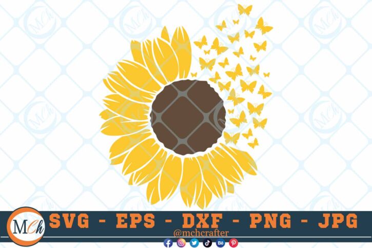 M210 Sunflower and buttrf cl 3 2 Thum Sunflower and Butterflies SVG Butterfly SVG Sunflowers SVG Nature SVG Cut File for Cricut