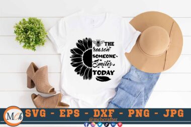 M212 Smile B 3 2 Mcp White Sunflower SVG Bee The Reason Someone Smiles Today SVG Nature SVG Cut File for Cricut