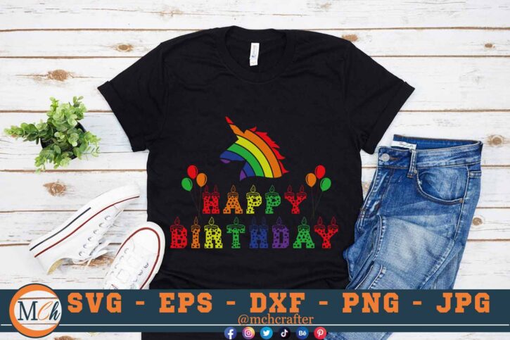 M294 HAPPY BIRTH 3 2 Mcp Black Happy Birthday Unicorn SVG Rainbow Unicorn SVG Rainbow SVG Happy Birthday SVG