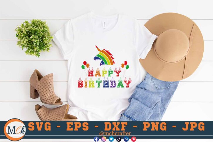 M294 HAPPY BIRTH 3 2 Mcp White Happy Birthday Unicorn SVG Rainbow Unicorn SVG Rainbow SVG Happy Birthday SVG