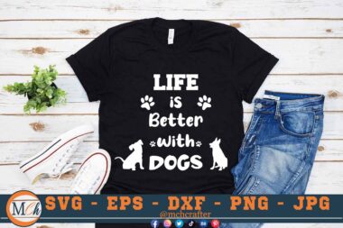 M318 LIFE IS 3 2 Mcp Black Dogs SVG Life is Better with Dogs SVG Paw Print SVG Dog SVG Dog Mama SVG