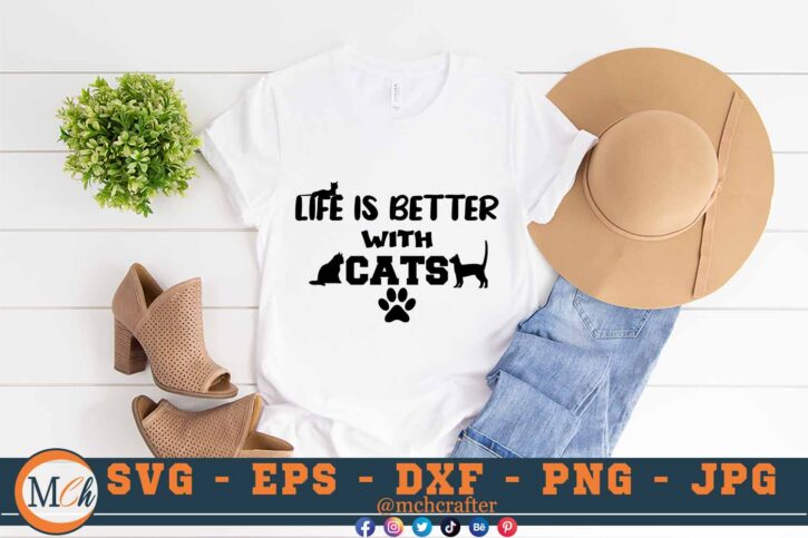 M328 LIFE 3 2 Mcp White Cat Quotes SVG Life is Better With Cats SVG Cats Sayings SVG Cats SVG