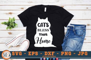 M334 CATS BLESS 3 2 Mcp Black Cat Quotes SVG Cats Bless This Home SVG Paw Print SVG Cats SVG Cats Signs SVG
