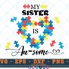 M382 SISTER 3 2 Thum Autism SVG My Sister is Au-some SVG Autism Awareness SVG Puzzle SVG Heart SVG