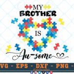 M383 BROTHER 3 2 Thum Autism SVG My Brother is Au-some SVG Autism Awareness SVG Puzzle SVG Heart SVG