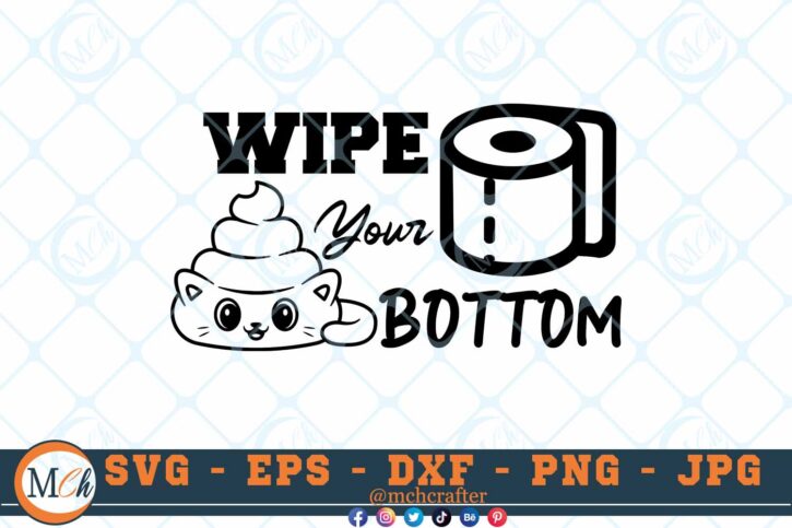 M432 WIPE 3 2 Thum Bathroom Signs SVG Wipe Your Bottom SVG Bathroom SVG Funny Bathroom Sayings SVG