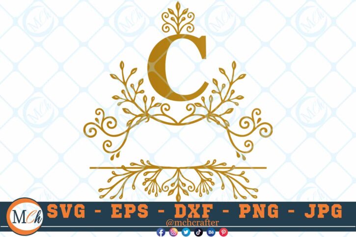 M448 C 3 2 Thum Fancy Letter C SVG Monogram SVG Letters SVG Decorative Letters SVG Majestic Letters SVG