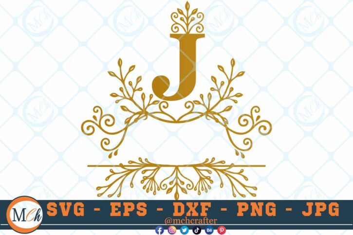 M455 J 3 2 Thum Fancy Letter J SVG Monogram SVG Letters SVG Decorative Letters SVG Majestic Letters SVG