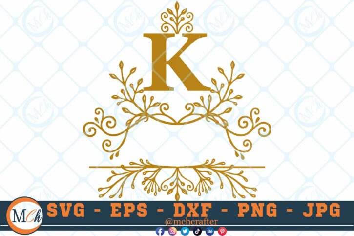 M456 K 3 2 Thum Fancy Letter K SVG Monogram SVG Letters SVG Decorative Letters SVG Majestic Letters SVG