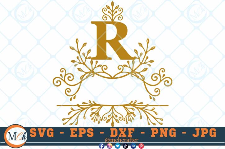 M463 R 3 2 Thum Fancy Letter R SVG Monogram SVG Letters SVG Decorative Letters SVG Majestic Letters SVG