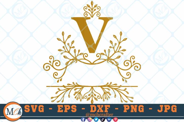 M467 V 3 2 Thum Fancy Letter V SVG Monogram SVG Letters SVG Decorative Letters SVG Majestic Letters SVG