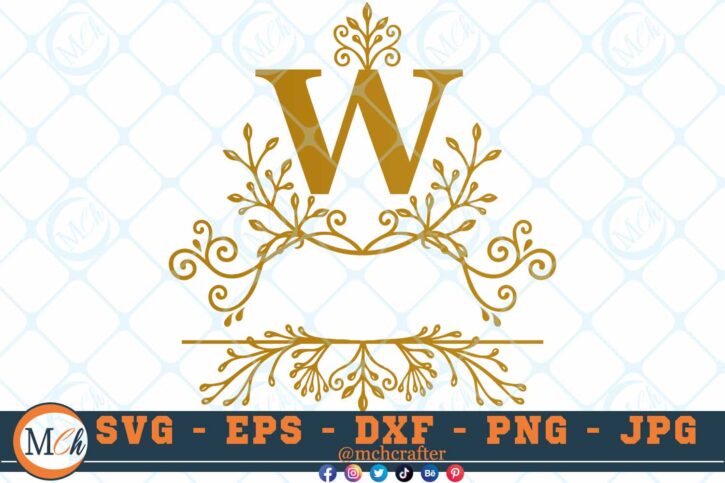 M468 W 3 2 Thum Fancy Letter W SVG Monogram SVG Letters SVG Decorative Letters SVG Majestic Letters SVG