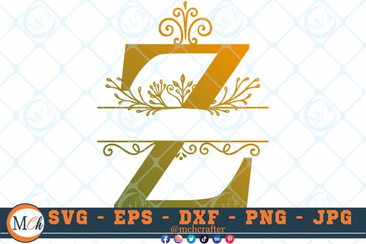 M473 Z 3 2 Thum Split Letter Z SVG Split Monogram SVG Letters SVG Decorative Letter SVG Fancy Letter Z SVG