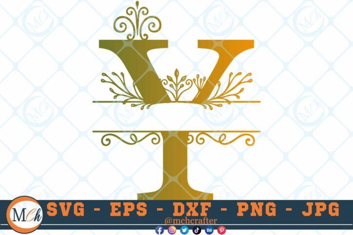 M474 Y 3 2 Thum Split Letter Y SVG Split Monogram SVG Letters SVG Decorative Letter SVG Fancy Letter Y SVG