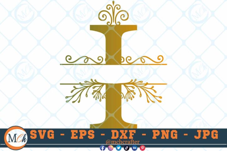 M490 I 3 2 Thum Split Letter I SVG Split Monogram SVG Letters SVG Decorative Letter SVG Fancy Letter I SVG