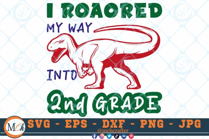 M512 2nd Grade 3 2 Thum Dinosaur SVG I Roared my Way into 2nd Grade SVG Dino SVG Back to School SVG Kiddosaurus SVG
