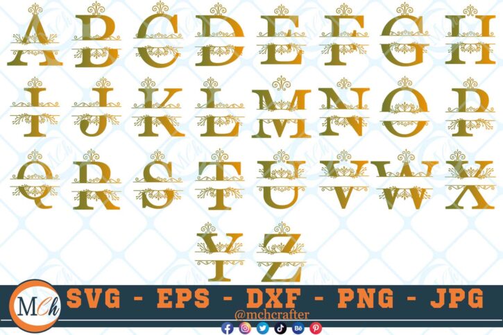 SPLIT Split Letters SVG Bundle Split Monogram SVG Letters SVG Decorative Letters SVG Fancy Letters SVG