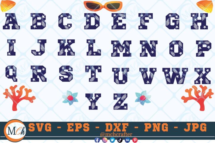 Summer alphabet Summer letters SVG Summer Alphabets SVG Monogram SVG Decorative Letters Bundle SVG
