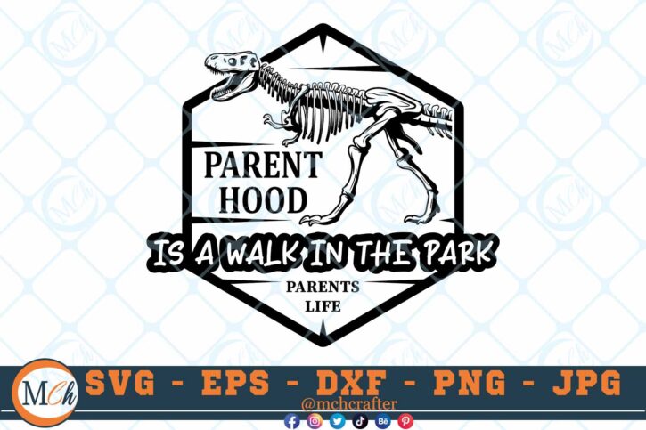M534 PARENTHOOD 3 2 Thum Parenthood is a Walk in the Park SVG Dinosaur SVG Mamasaurus SVG Jurassic Park SVG Cut File for cricut