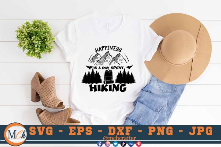 M652 3 2 Mcp White Happiness is a day spent Hiking SVG Hiking SVG Outdoor Adventure SVG Mountains SVG Hiking Family