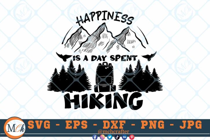 M652 3 2 Thum Happiness is a day spent Hiking SVG Hiking SVG Outdoor Adventure SVG Mountains SVG Hiking Family