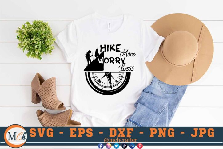 M655 3 2 Mcp White Hike More Worry Less SVG Hiking SVG Outdoor Adventure SVG Mountains SVG Hiking Family