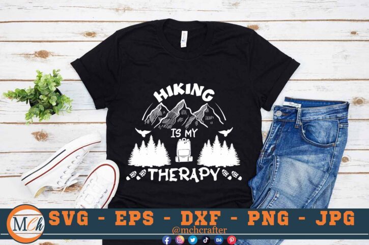 M656 3 2 Mcp Black Hiking is my therapy SVG Hiking SVG Outdoor Adventure SVG Mountains SVG Hiking Family