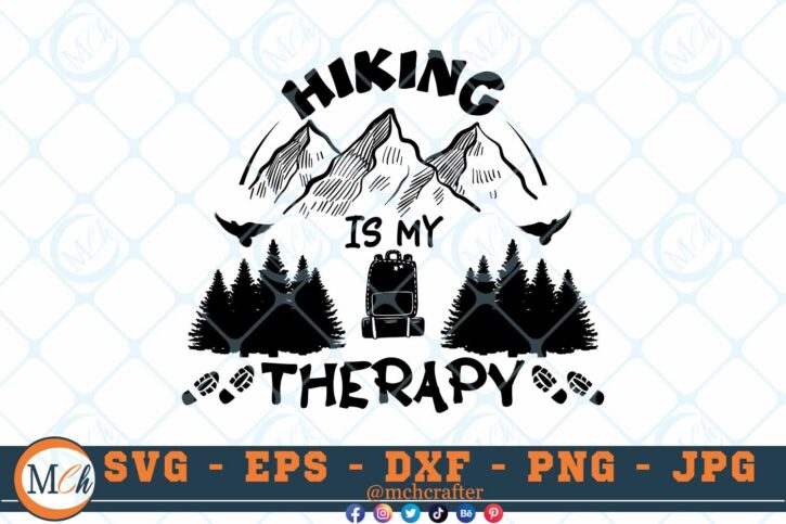M656 3 2 Thum Hiking is my therapy SVG Hiking SVG Outdoor Adventure SVG Mountains SVG Hiking Family